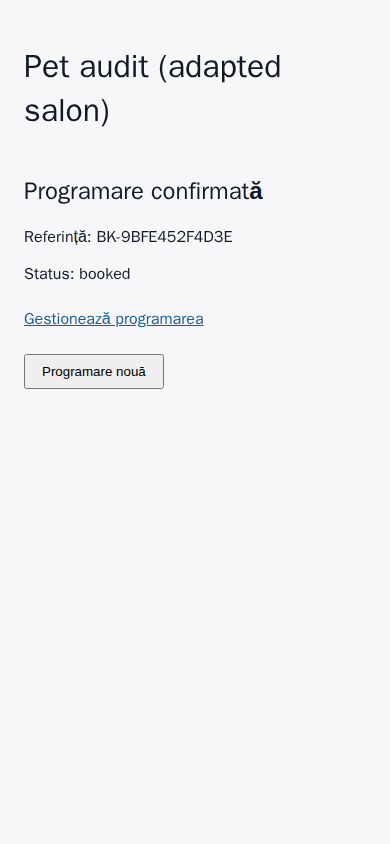Exemplu istoric de rezervare generică, cu date fictive